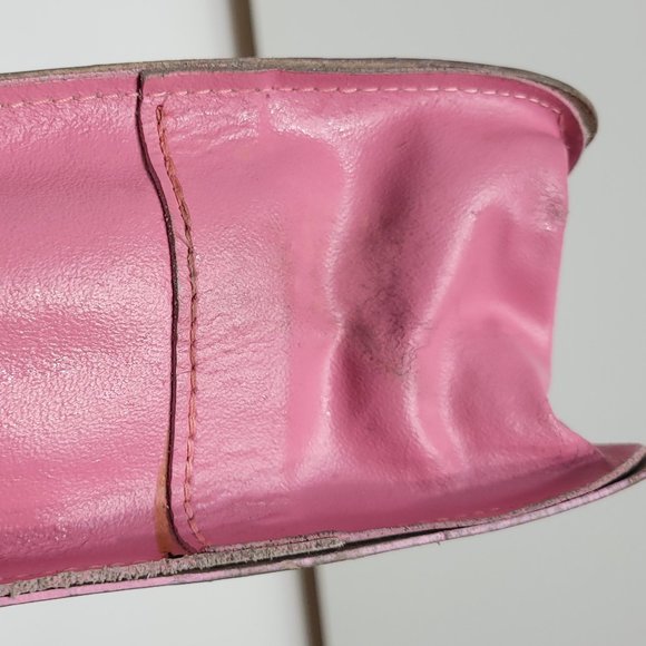 ⭐️Vintage Pink Purple Leather Kids School Bag Shoulder Strap Top Handle Retro - Picture 4 of 13